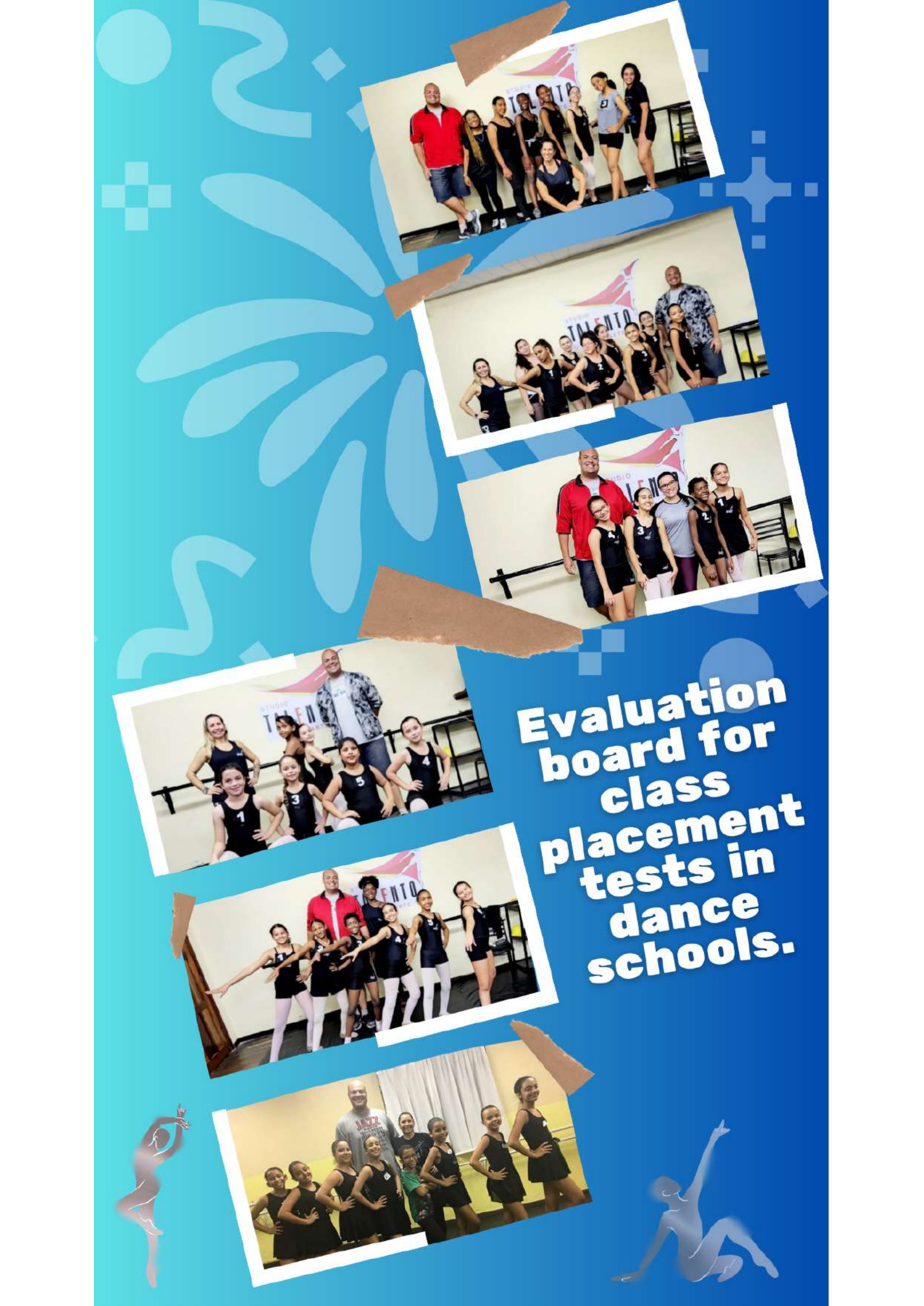 Evaluation board for class placement tests in dance schools.